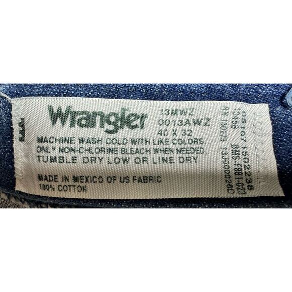 Wrangler 13MWZ Men's Regular Fit Straight Leg Western Blue Jeans - Size 40x31.5 - Picture 6 of 6